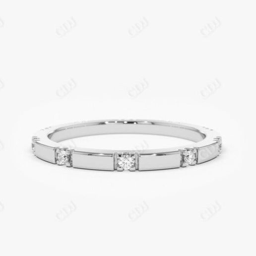 0.12CTW Lab Grown Diamond Stackable Wedding Band  customdiamjewel 10KT White Gold VVS-EF