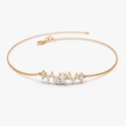 14K Solid Gold Multi Stone Natural Diamond Bracelet  customdiamjewel 10 KT Solid Gold Rose Gold VVS-EF