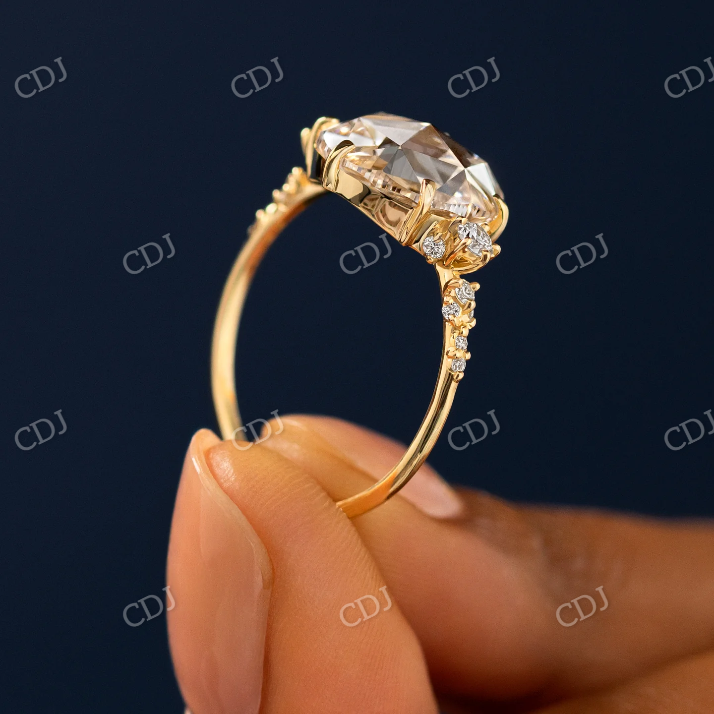 4.30CT Classic Round Rose Cut Moissanite Engagement Ring  customdiamjewel   