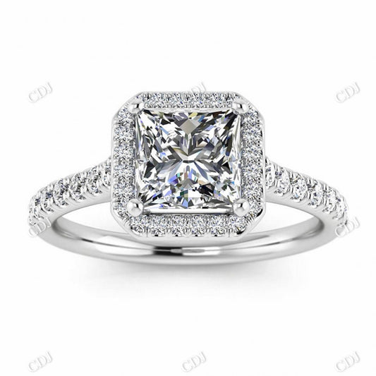 Square Halo Princess Cut Moissanite White Gold Engagement Ring  customdiamjewel 10KT White Gold VVS-EF