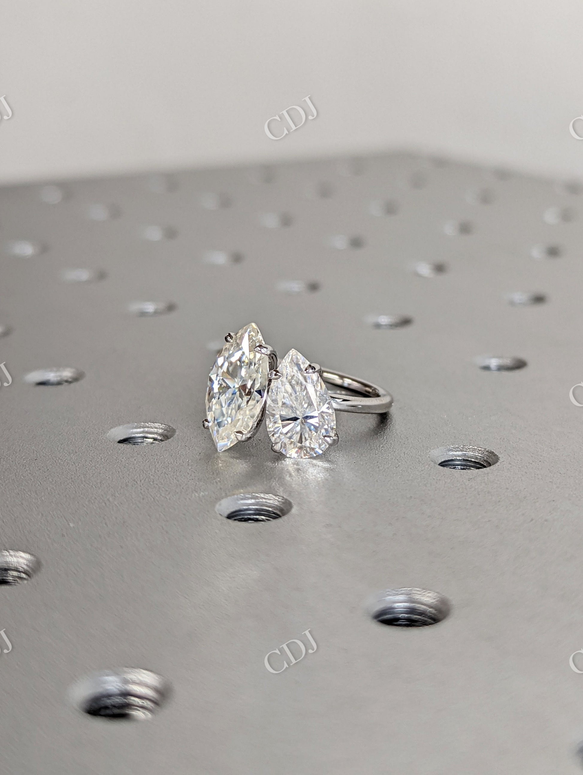 White Gold Toi Et Moi Moissanite Engagement Ring  customdiamjewel   