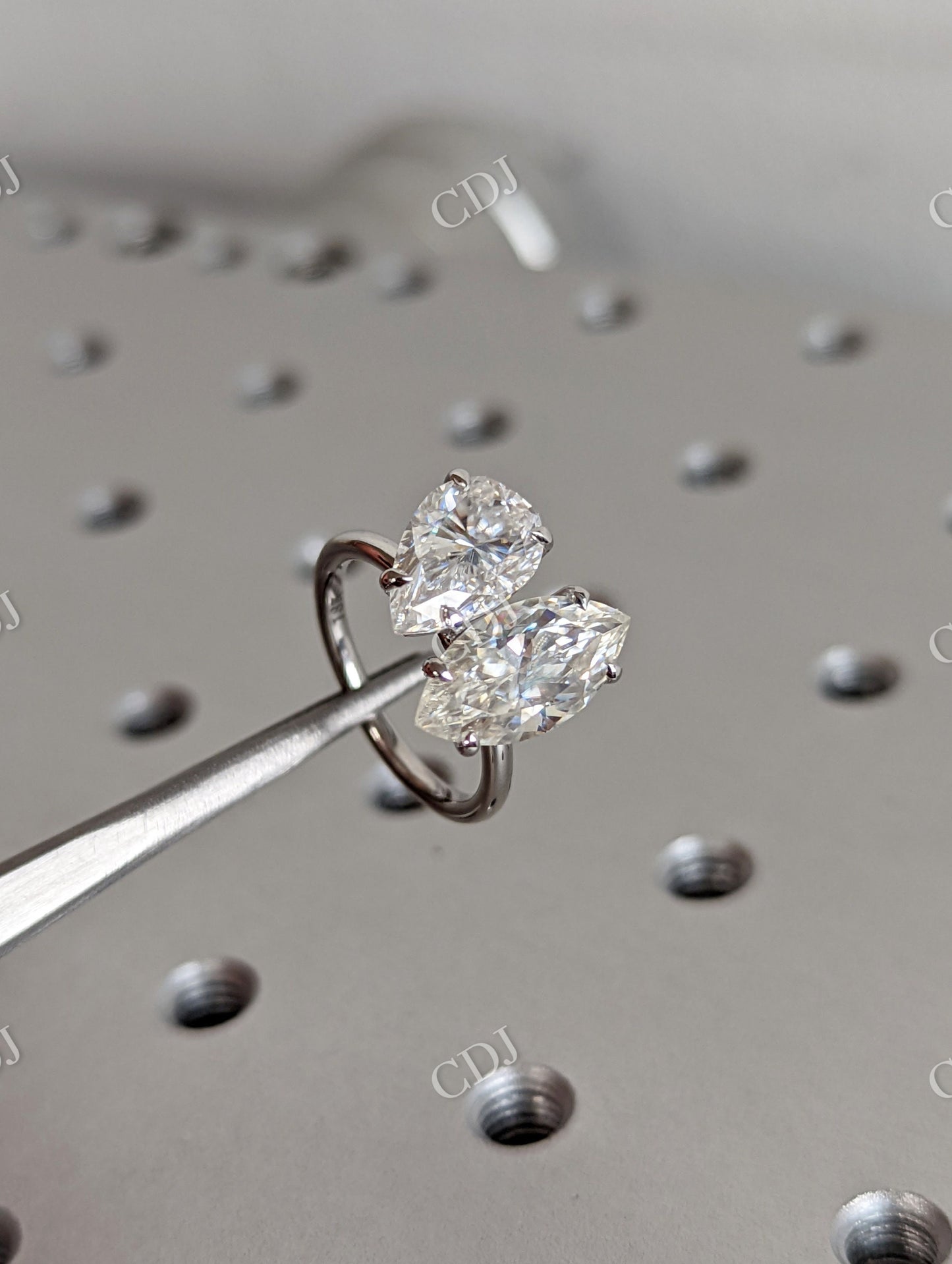 White Gold Toi Et Moi Moissanite Engagement Ring  customdiamjewel   