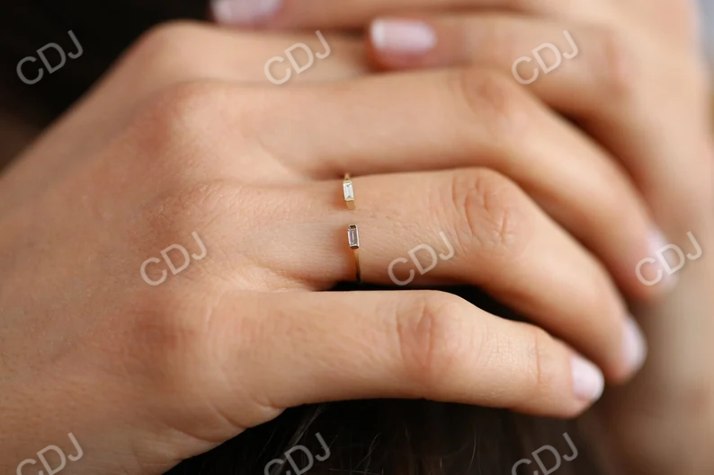 0.12CTW Open Baguette Lab Grown Diamond Adjustable Wedding Band  customdiamjewel   