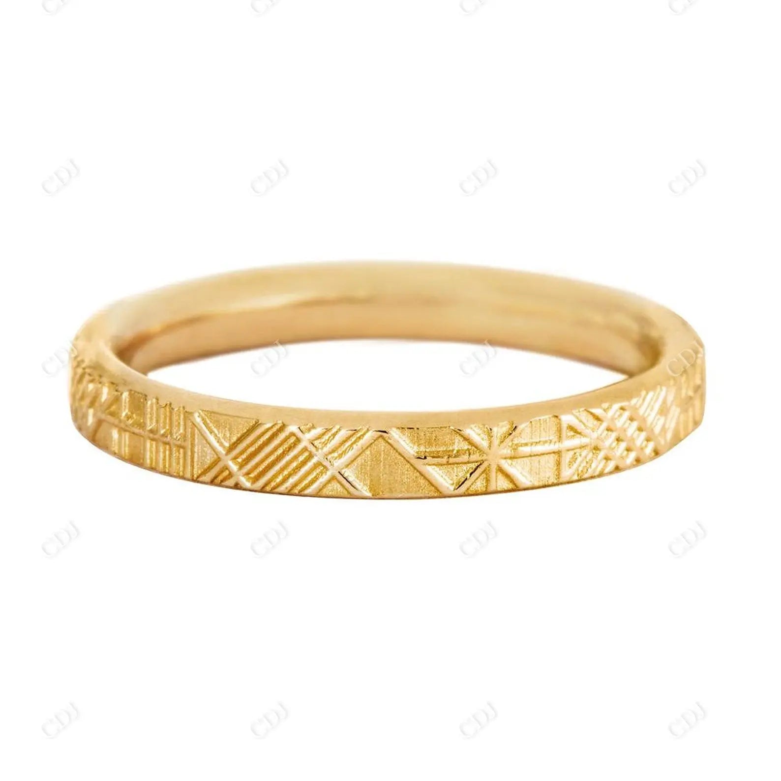 Unique Geometric Texture Wedding Band  customdiamjewel 10KT Yellow Gold VVS-EF