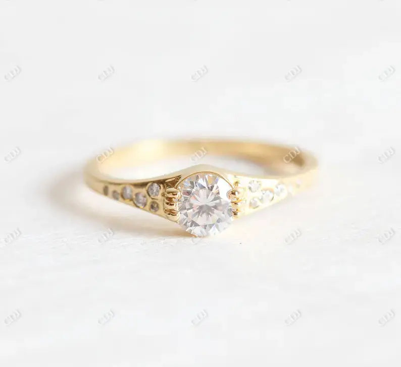 0.50CT Round Cut Solitaire Moissanite Ring  customdiamjewel 10KT Yellow Gold VVS-EF