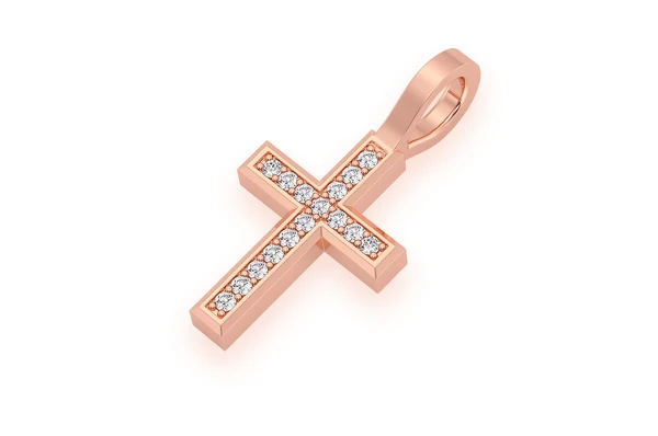 0.05CTW Angled Cross Diamond Pendant  customdiamjewel   