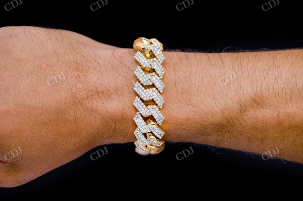 Baguette Diamond Cuban Link Bracelet  customdiamjewel   