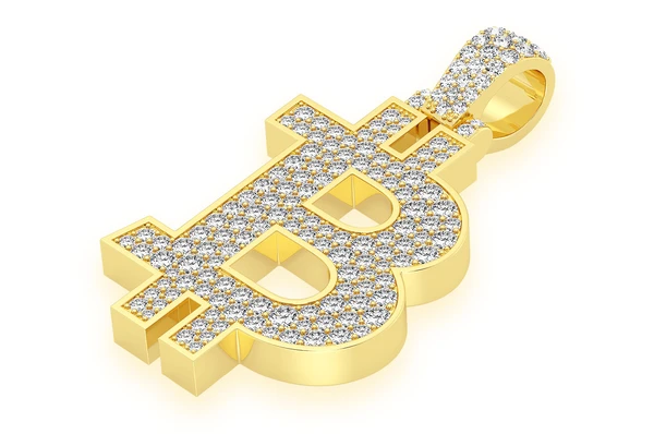 1.35CTW Diamond Bitcoin Pendant  customdiamjewel   