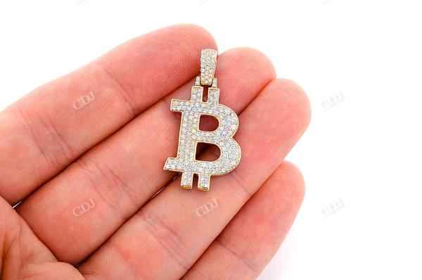 1.35CTW Diamond Bitcoin Pendant  customdiamjewel   