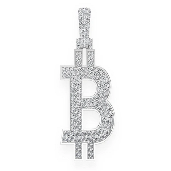 1.35CTW Diamond Bitcoin Pendant  customdiamjewel   