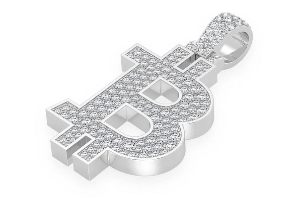 1.35CTW Diamond Bitcoin Pendant  customdiamjewel   