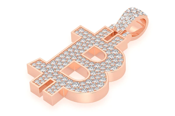 1.35CTW Diamond Bitcoin Pendant  customdiamjewel   