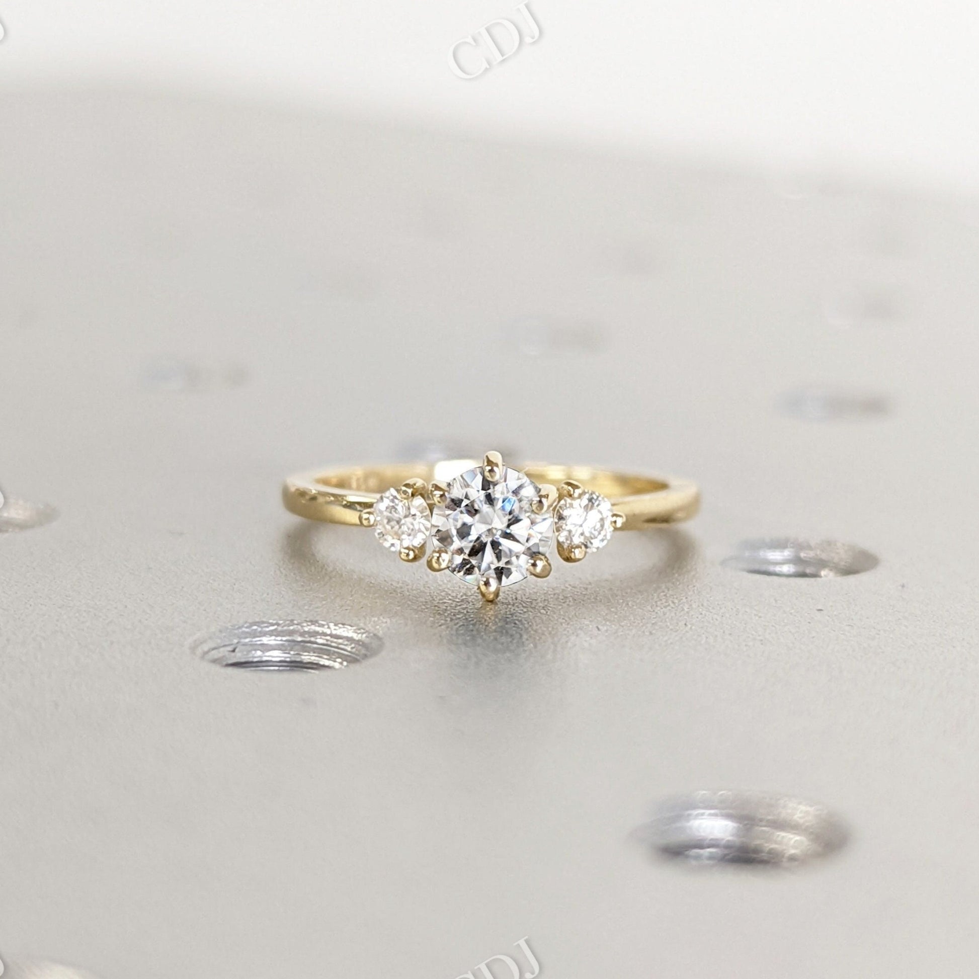 Delicate Brilliant Cut Moissanite Ring  customdiamjewel 10 KT Yellow Gold VVS-EF