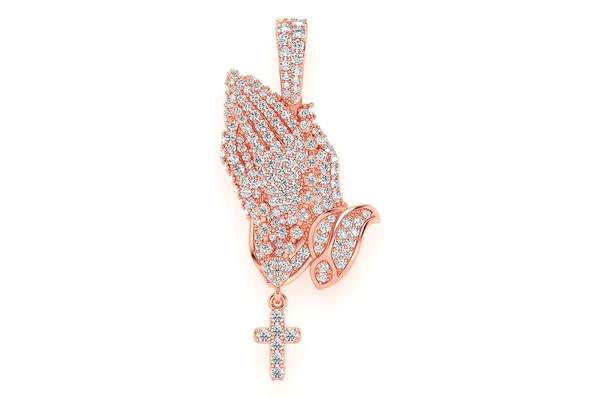 1.50CTW Rosary Praying Hands Diamond Pendant  customdiamjewel   