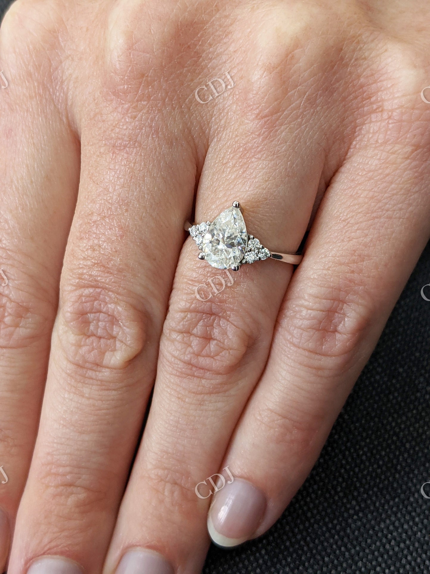 Pear Cut Moissanite Cluster Unique Ring  customdiamjewel   