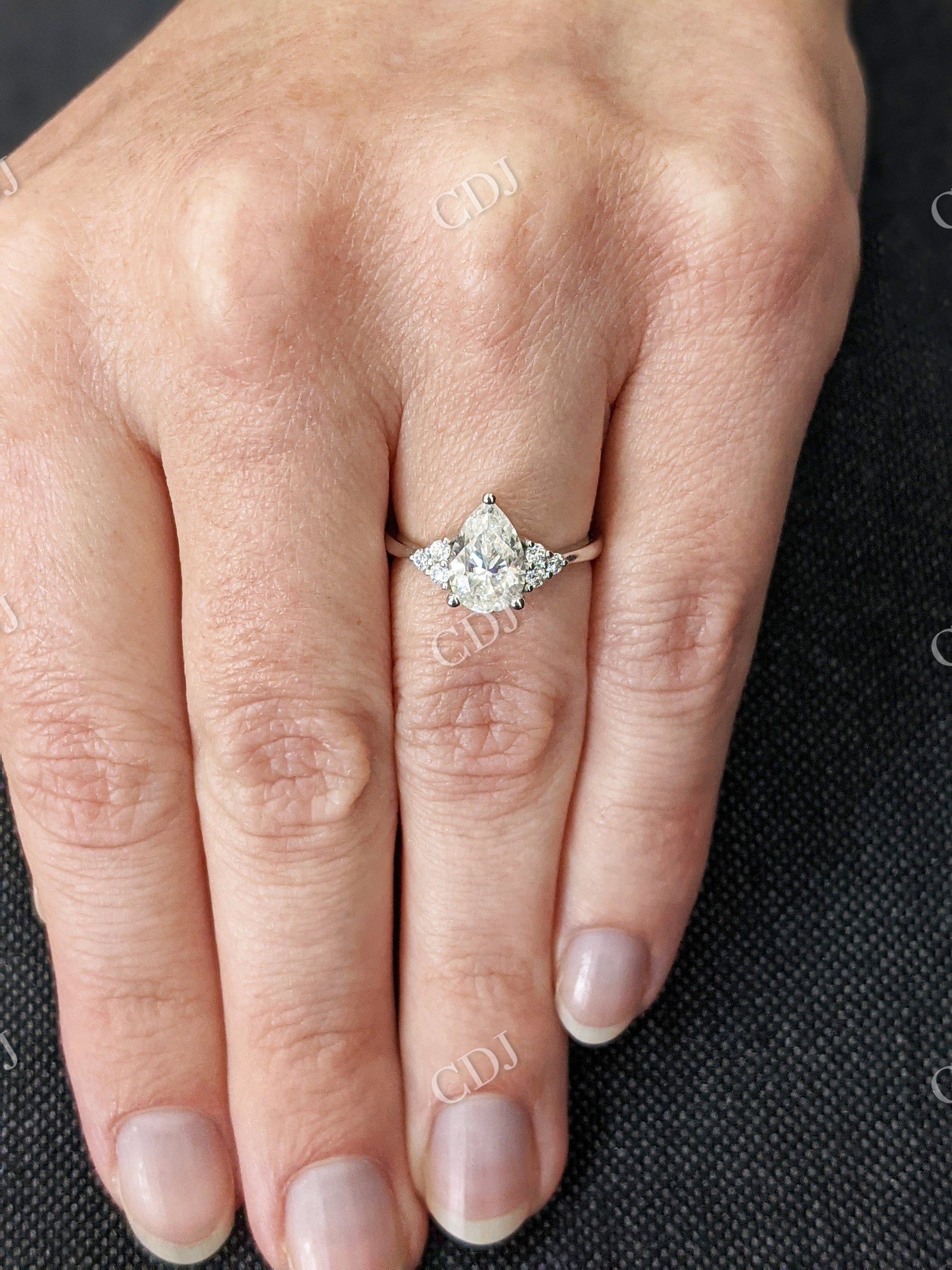 Pear Cut Moissanite Cluster Unique Ring  customdiamjewel   