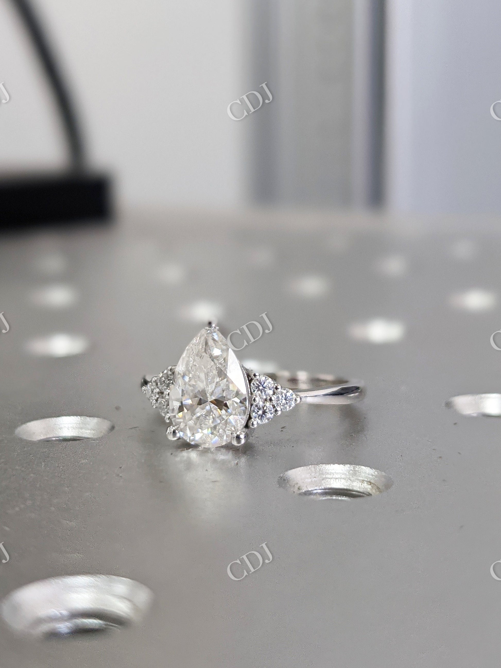 Pear Cut Moissanite Cluster Unique Ring  customdiamjewel   