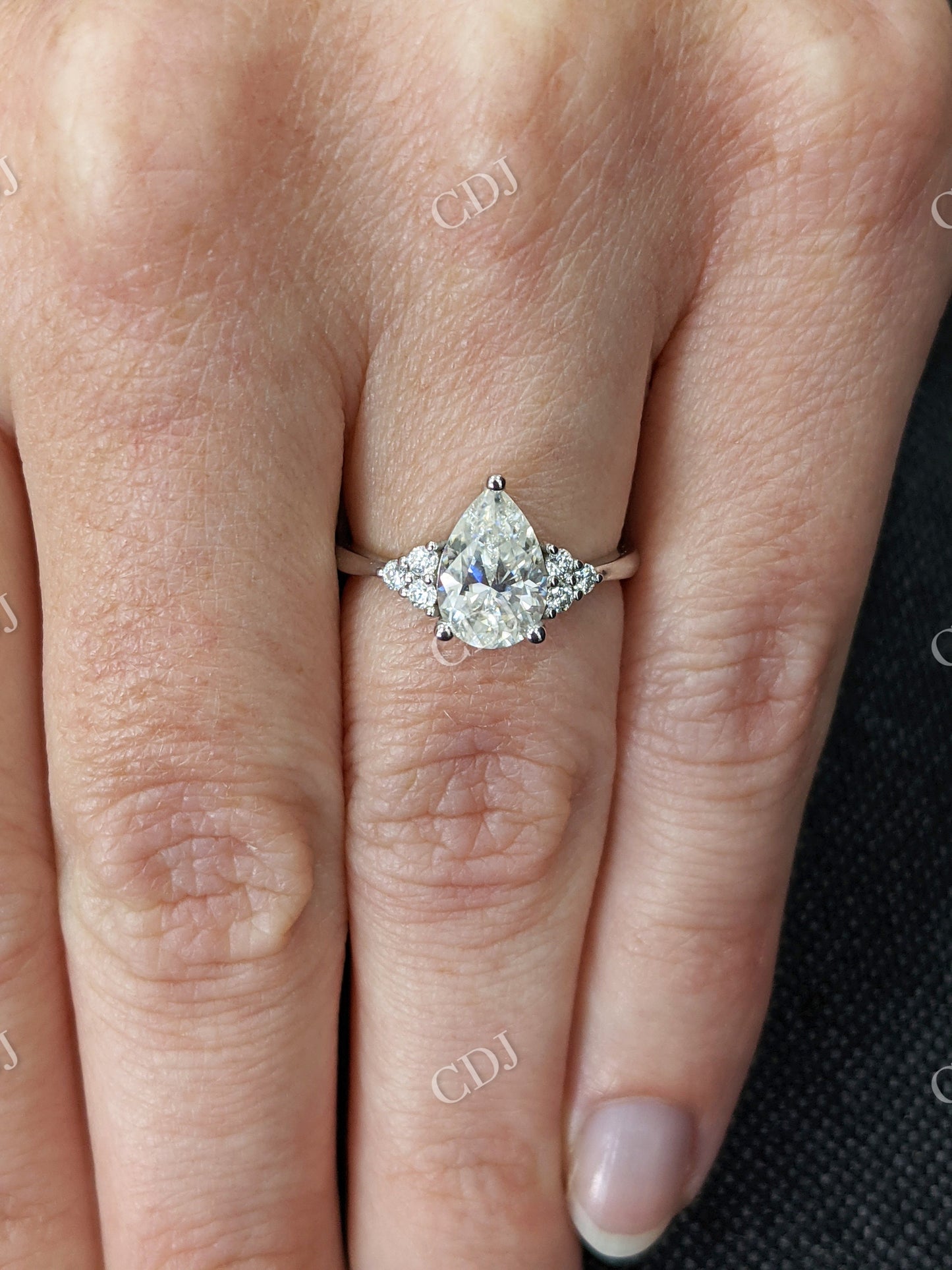 Pear Cut Moissanite Cluster Unique Ring  customdiamjewel   