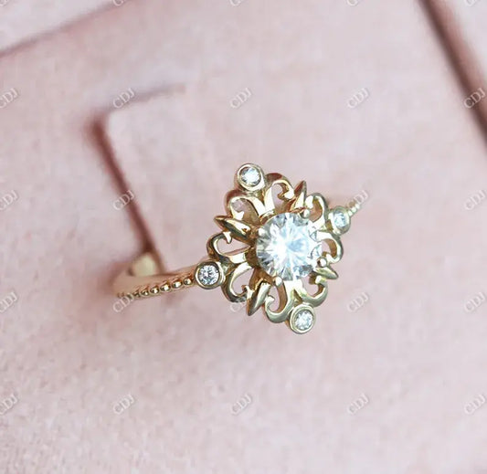 Vintage Round Cut Moissanite Engagement Ring  customdiamjewel   