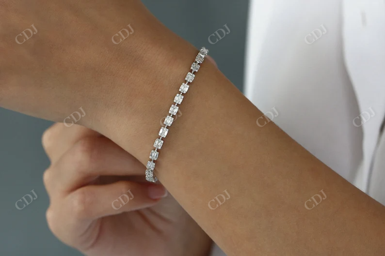 Baguette and Round Lab Grown Diamond Tennis Bracelet  customdiamjewel   