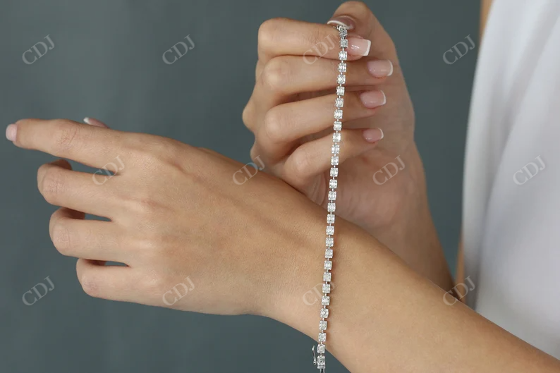 Baguette and Round Lab Grown Diamond Tennis Bracelet  customdiamjewel   