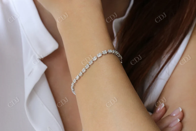 14K Solid Gold Baguette and Round Natural Diamond Bracelet  customdiamjewel   