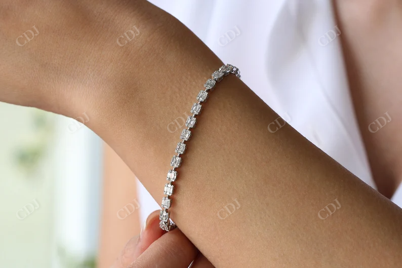 Baguette and Round Lab Grown Diamond Tennis Bracelet  customdiamjewel   