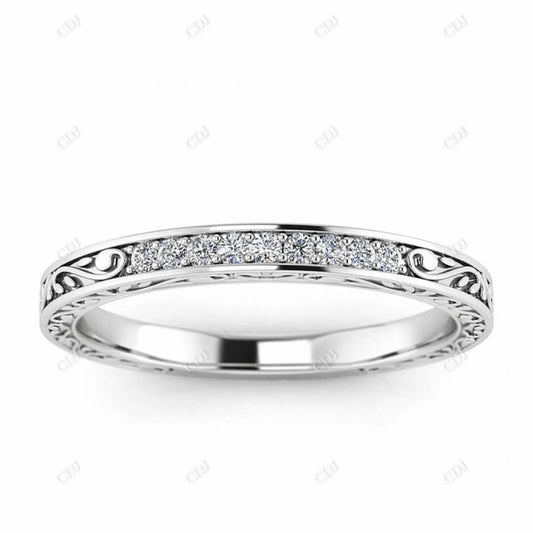 0.08CTW Lab Grown Diamond Filigree Art Deco Band  customdiamjewel 10KT White Gold VVS-EF