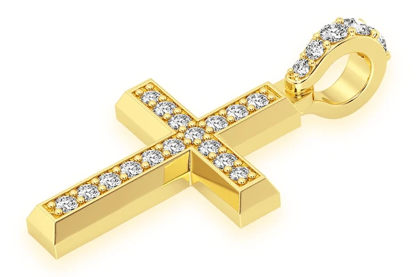 0.33CTW One Row Angled Cross Pendant  customdiamjewel   