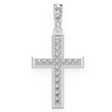 0.33CTW One Row Angled Cross Pendant  customdiamjewel   