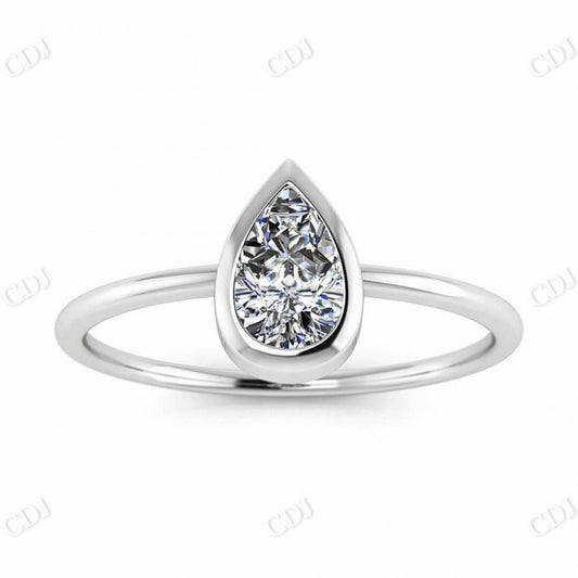 White Gold Pear Shaped Moissanite Solitaire Ring  customdiamjewel 10 KT White Gold VVS-EF