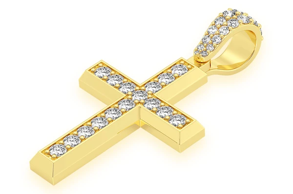 1.15CTW One Row Angled Cross Pendant  customdiamjewel   