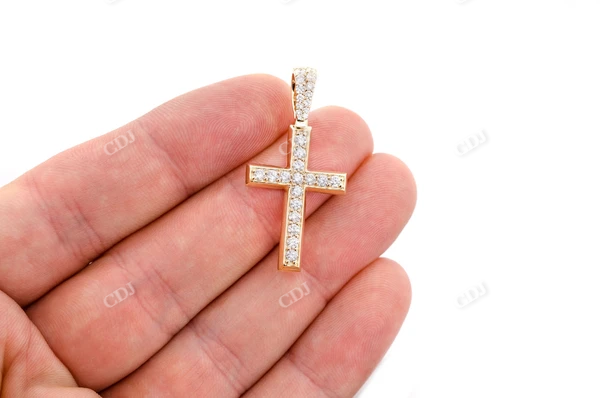 1.15CTW One Row Angled Cross Pendant  customdiamjewel   