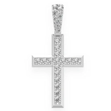 1.15CTW One Row Angled Cross Pendant  customdiamjewel   