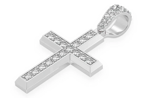 1.15CTW One Row Angled Cross Pendant  customdiamjewel   