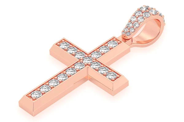 1.15CTW One Row Angled Cross Pendant  customdiamjewel   