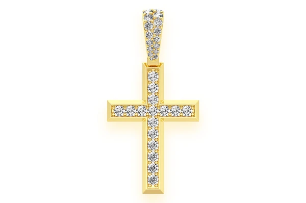 1.15CTW One Row Angled Cross Pendant  customdiamjewel   