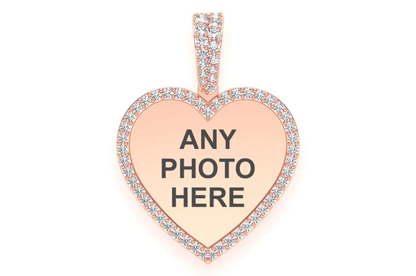 0.40CTW Small Outlined Heart Shape Photo Pendant  customdiamjewel   