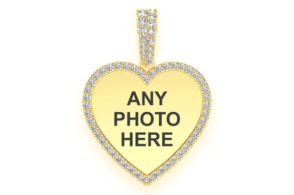 0.40CTW Small Outlined Heart Shape Photo Pendant  customdiamjewel   