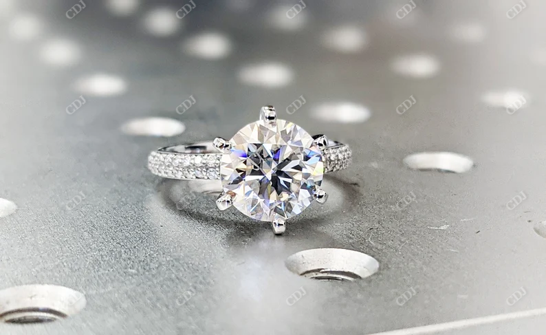 2.5CT Round Moissanite Micro Pave Diamond Ring  customdiamjewel   