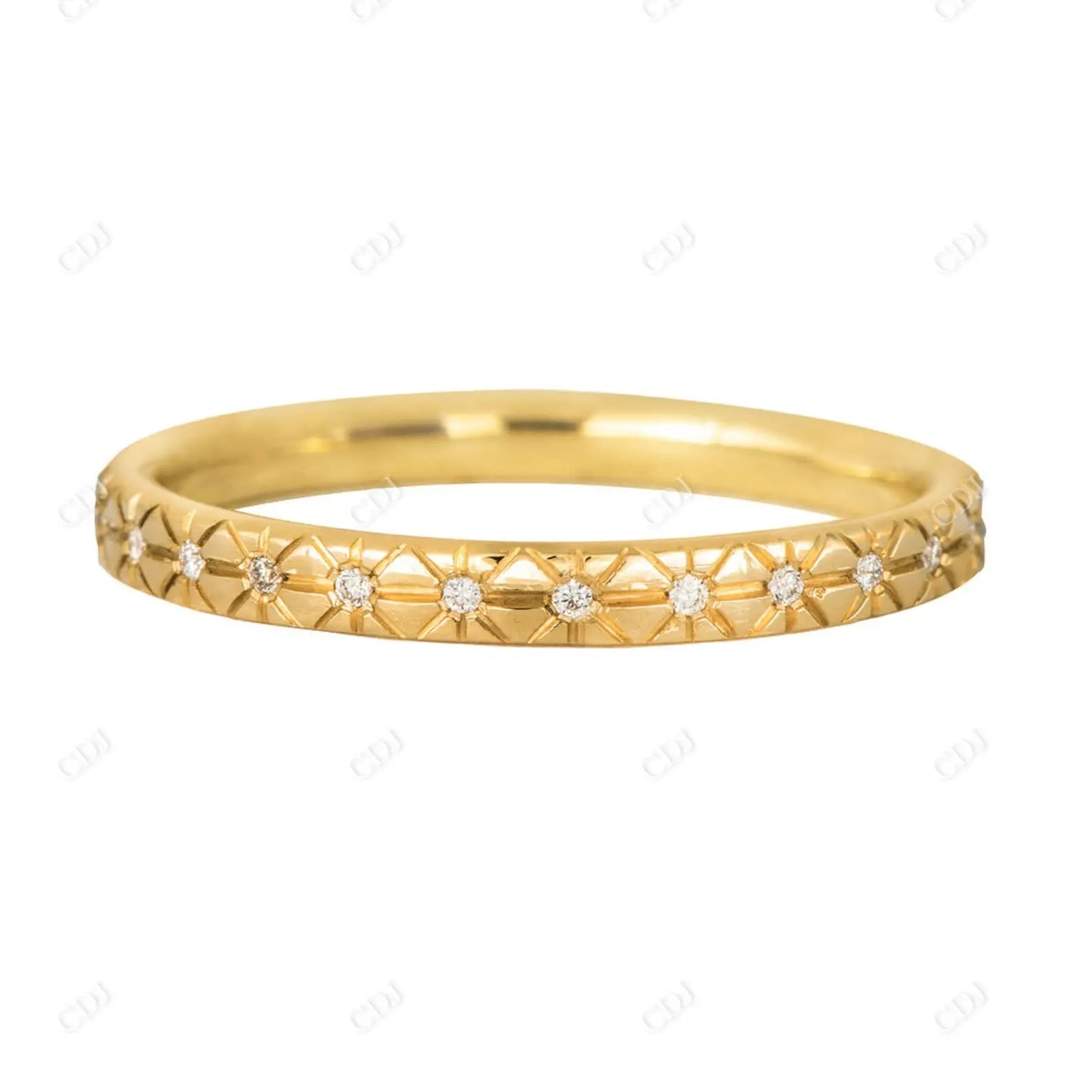 Engraved 0.8MM Natural Diamond Wedding Band  customdiamjewel 10KT Yellow Gold VVS-EF