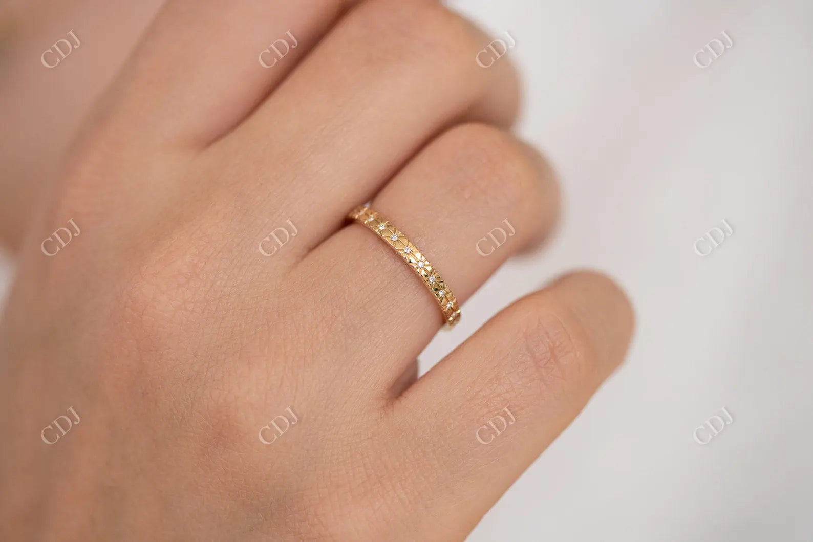 Engraved 0.8MM Natural Diamond Wedding Band  customdiamjewel   