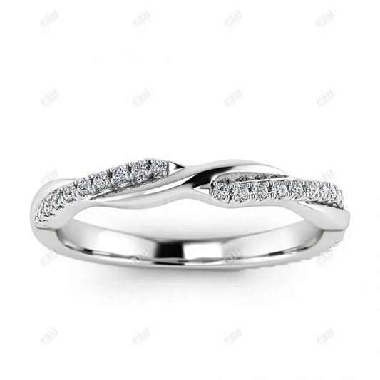 0.14CTW Round Lab Grown Diamond Twisted Wedding Band  customdiamjewel 10KT White Gold VVS-EF