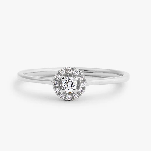 0.12CTW Halo Lab Grown Diamond Promise Wedding Ring  customdiamjewel 10KT White Gold VVS-EF