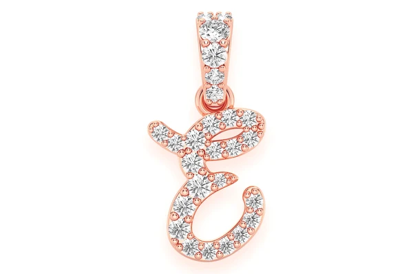 0.20CTW Painter Letter E Pendant  customdiamjewel   