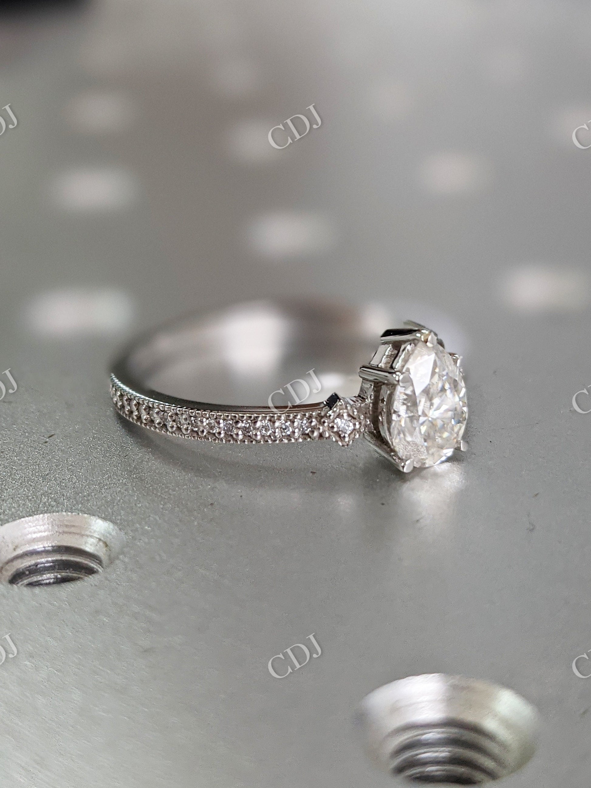 Art Deco Miligrain Moissanite Engagement Ring Set  customdiamjewel   