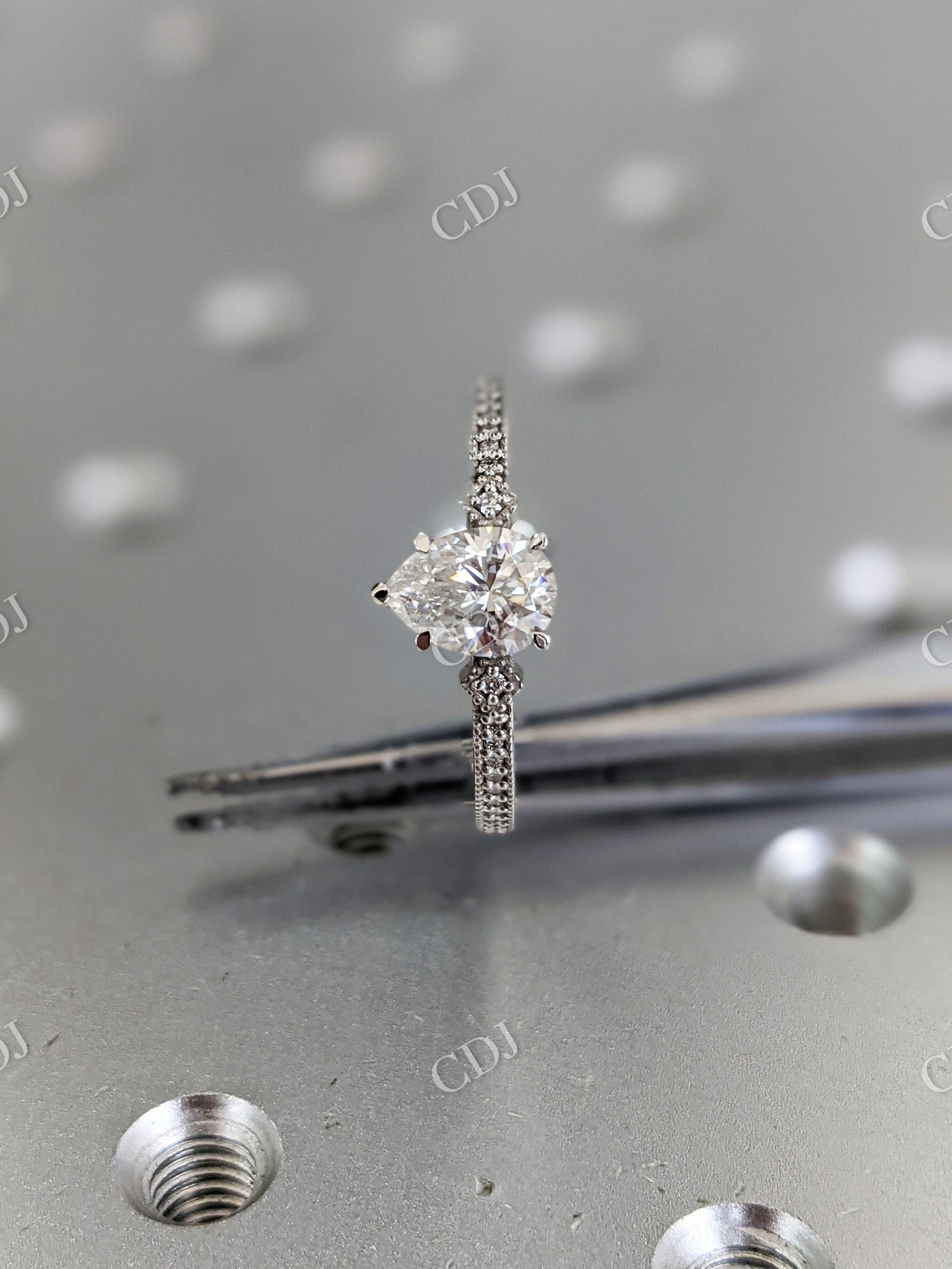 Art Deco Miligrain Moissanite Engagement Ring Set  customdiamjewel   