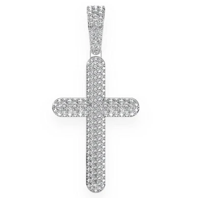 2.00CTW Large Five Row Bubbly Cross Pendant  customdiamjewel   