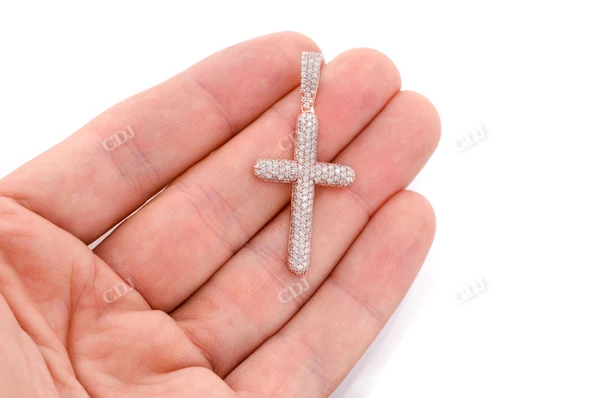 2.00CTW Large Five Row Bubbly Cross Pendant  customdiamjewel   