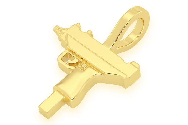 Solid K Uzi Gun Pendant  customdiamjewel   